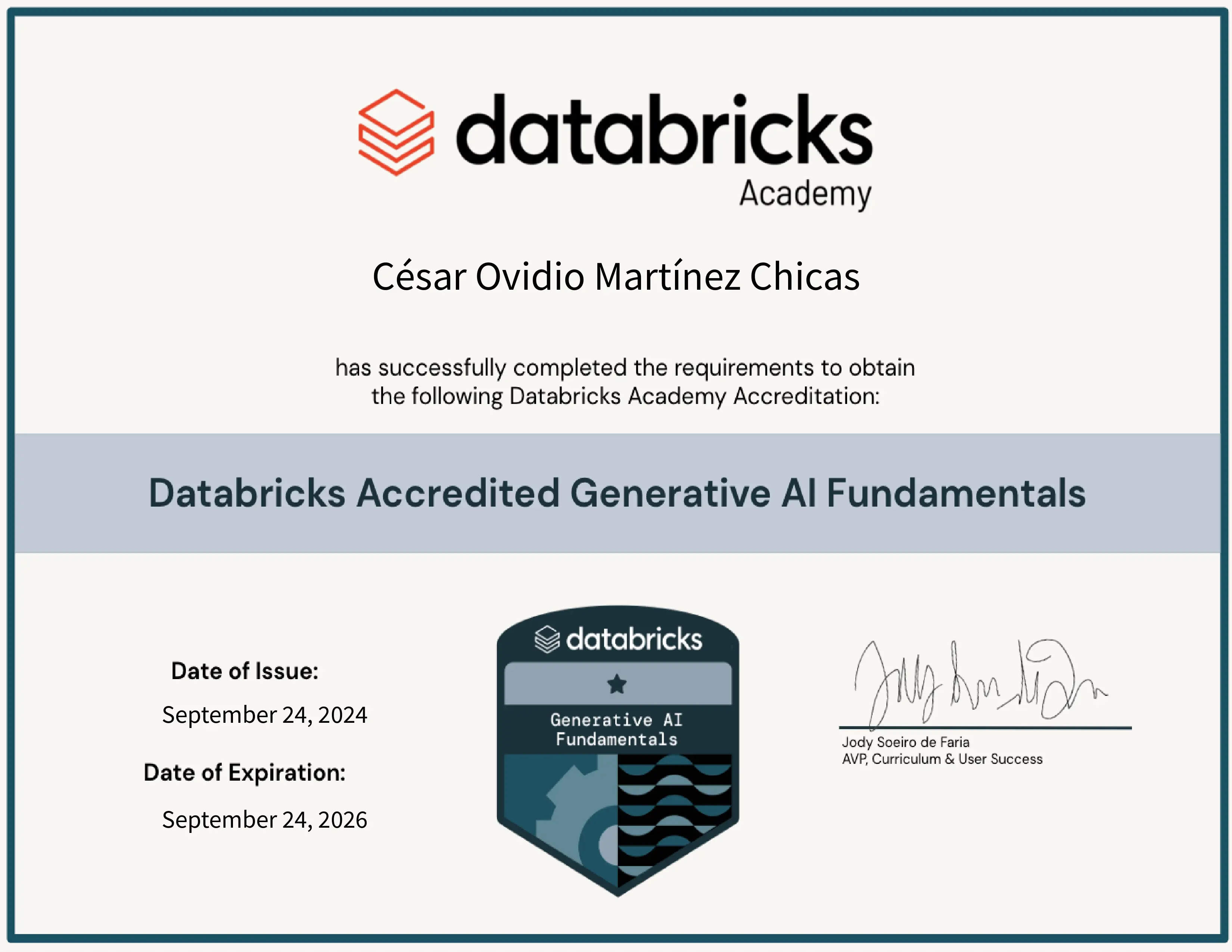 Captura de pantalla del proyecto ./Certificados/DatabricksAIFundamentals.webp