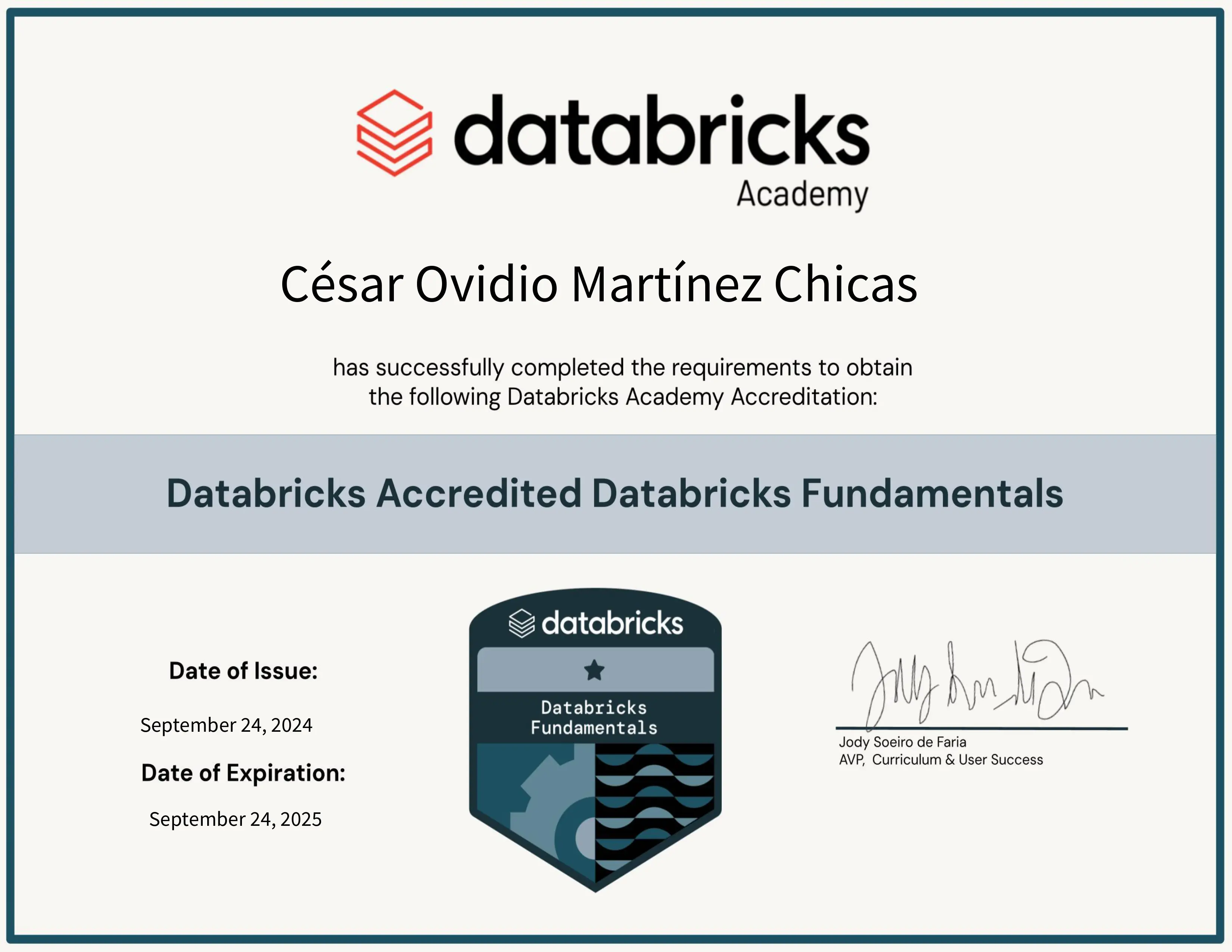 Captura de pantalla del proyecto ./Certificados/DatabricksFundamentals.webp